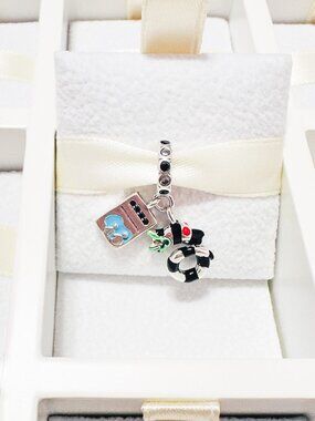 925 Sterling Silver Beetlejuice Sandworm & Handbook for Recently Deceased Charm